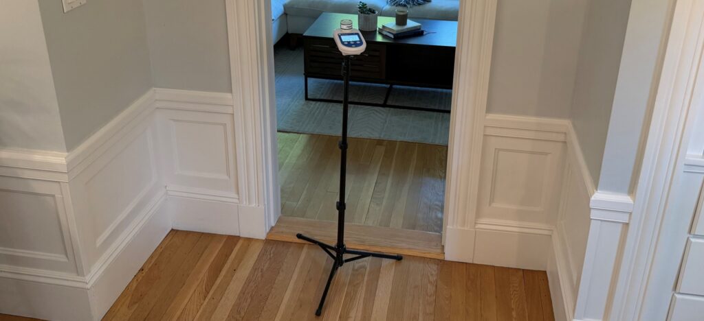 An indoor air sample being collected